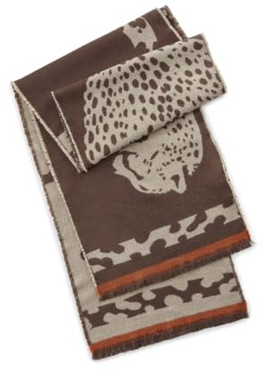 CODELLO Women Jacquard Scarf POLYACRYLIC Leopard - 33X190CM