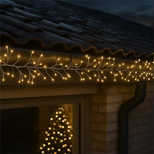 XMAS HAUS LED Christmas Cluster Light, 1440 Warm White LED, Timer, 8 Modes, Silver Wire, PSU, Indoor or Outdoor Use, Festive Seasonal Decoration 18m