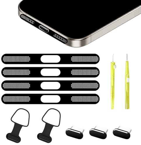 11 teiliges Handy USB C Staubschutz Stöpsel Set, Anti-Verlust USB C Schutzkappe, Lautsprecher Staubschutz Kompatibel mit iPhone 17 Pro/17/16 Pro/16/15 Pro/USB C stöpsel Handy (Schwarz)
