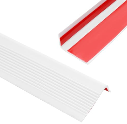 10 mètres de bord de marche antidérapant, bande de bord auto-adhésive, profil de marche en PVC flexible et en caoutchouc, étanche pour intérieur et extérieur (blanc, 10 m)