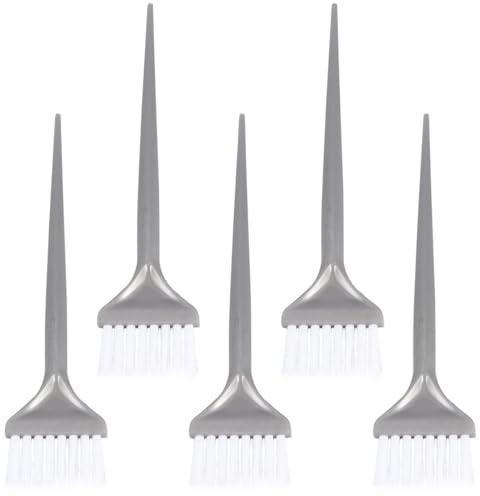 CORHAD 5 Stück Weiche Borsten Haarfärbe Applikator aus Kunststoff in Silber für Professionelle Haarölbehandlung Zuhause oder Salon