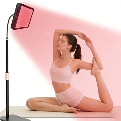Red Light Therapy Lamp for Face & Full Body, 660nm/850nm Dual Wavelengths, 100 LED with Adjustable Stand, Brightness & Timer, 360° Flexible Gooseneck - Home Use