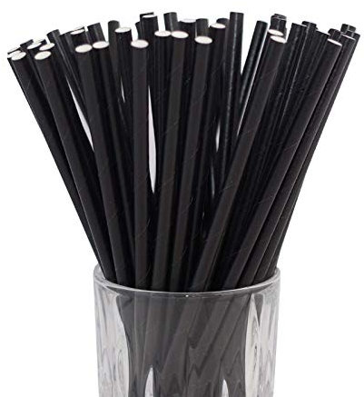 LUXENTU Strohhalme Trinkhalme aus Papier - 100, 300, 500 oder 1000 Stück - (100 Stück, Schwarz)