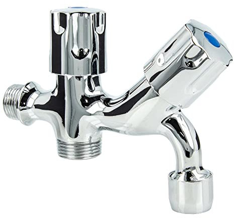 tecuro Kombi-Auslaufventil mit zusätzlichem Geräteanschluss, Messing verchromt - 22260