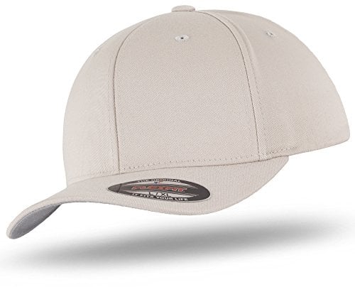 Flexfit Original Baseball Cap Baseball Cap Woolly Combed in Bundle with UD Skull Bandana in Many Colors - stone, XL/XXL (59-62 cm)
