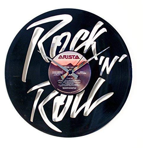 DISC'O'Clock Shallplattenuhr Rock'n'Roll - Lautlos Wanduhr, einfach aufzuhängen. 100% Made in Italy Handwerkliches Produkt