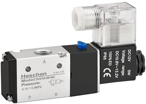 Heschen Electrical Pneumatic Solenoid Valve 3V210-08 PT1/4 3/2 Way (DC 12V)