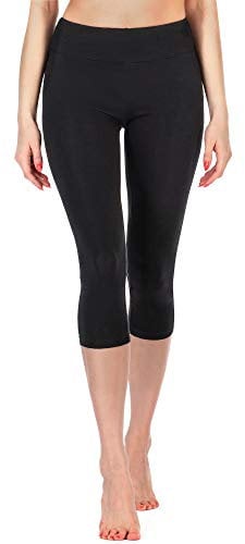 Merry Style Leggings 3/4 Pantaloni Capri Donna MS10-220 (Nero, M)