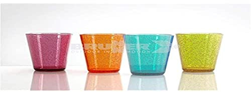 BRUNNER 0830208N.C9N Oxigen, Lot de 4 verres empilables pour camping-car, camping et bateau, 30 Cl, couleurs assorties, verres anti-rupture, M (60% acrylique/40% PS)