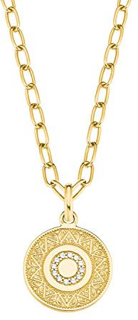 s.Oliver Halskette 925 Sterling Silber Damen Halsschmuck, mit Zirkonia synth., 42+3 cm, Gold, Münze, Kommt in Schmuck Geschenk Box, 2027623