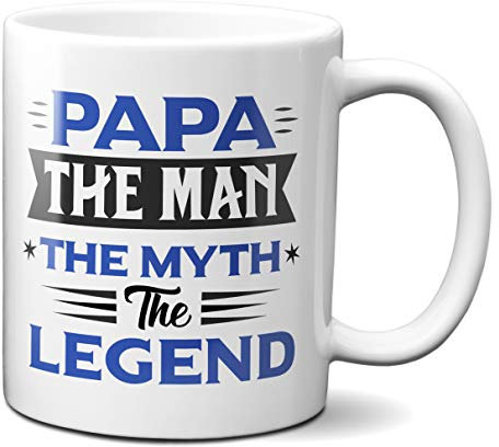 Planetacase - Taza Padre The Myth & Legend - Regalo Original Dia del Padre - Diseño Alegre y Colorido - 330 mL, Blanca, Cerámica