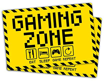 STROBO Lot de 2 panneaux de Gaming Zone 20 x 30 cm eat Sleep Game Repeat pour Gamer en panneau de mousse rigide en PVC de 3 mm avec protection UV de STROBO