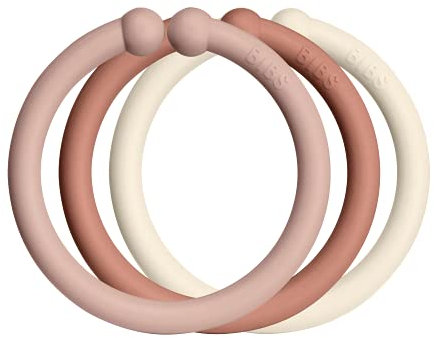 BIBS LOOPS 12er-Pack. BPA-frei. Lebensmittelecht. 100% frei von BPA, PVC und Phthalaten, Blush/Woodchuck/Ivory
