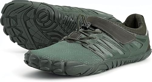JOOMRA Women's Trail Running Barefoot Shoes | Wide Toe Box Minimalist Sneakers | Zero Drop, W30 | Army Green, 6.5-7