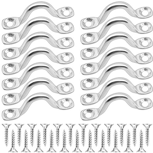 Cisolen 15 Pieces Pad Eye Strap Kayak Deck Loops Secure Anchors Point Stainless Steel Tie Down Eye Hook Boat Loop Hooks Kayak Pad Eye with Screws