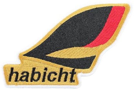 Aufnäher, Patch zum Aufbügeln oder Aufnähen - Motiv Simson Habicht - gestickt, Maße 110x75 mm, Klebeschicht auf Rückseite, MZA-Fanartikel