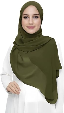 Lina & Lily Damen Muslim Premium Chiffon Hijab Kopftuch Schal aus Leicht Stoff (Mitteloliv)