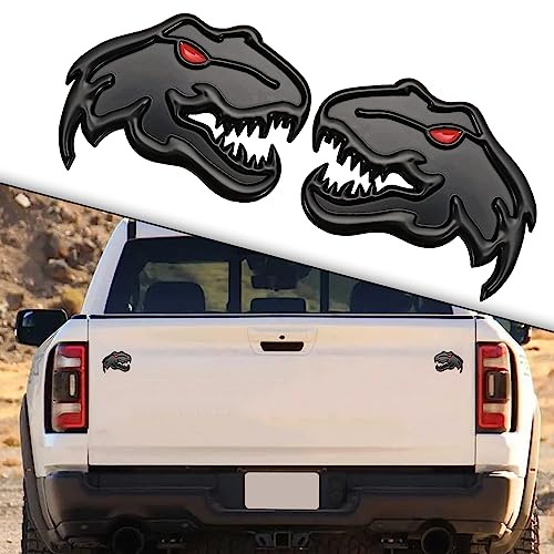 2 Stück Custom Model Dinosaurier Tyrannosaurus Rex TRX Abzeichen Aufkleber Symbol Metall Zubehör Kompatibel mit Dodge RAM Charger Challenger und verschiedenen Autos Notebook (Mattschwarz)