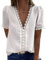 Nadeer Chemisier Femme Chic, Dentelle Col V Élégant Blouse, Haut D'été Décontracté à Manches Courtes Convient au Quotidien, au Travail (Blanche,S)