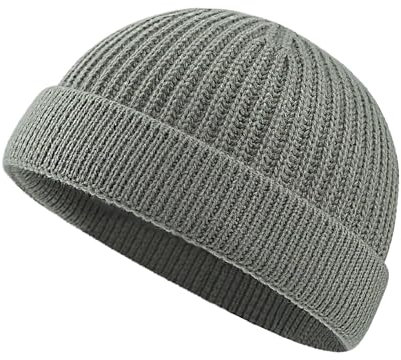 CLAPE Acrylic Fisherman Beanie Hat Cappello Docker in Maglia Cappello Uomo Senza Visiera Invernale Caldo Short Beanie Knit Hat Trawler Brimless Hat