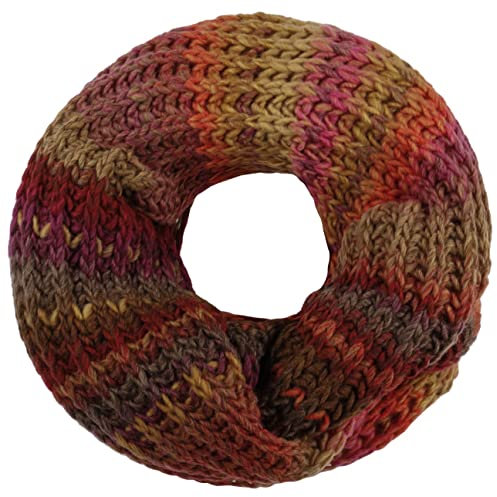 LIERYS Jasila Loopschal Damen - Mehrfarbiger Rundschal mit Schurwolle - Strickschal Made in Germany - Damenschal - Waschbarer Schal - Winterschal hellbraun One Size