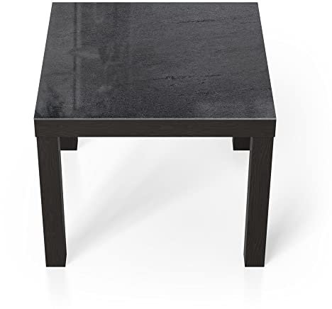 DEQORI Glastisch | schwarz klein 55x55 cm | Motiv Schiefertafel Stein-Optik | ausgefallener Beistelltisch aus Glas | Hochglanz Couchtisch fürs Wohnzimmer | moderner Couch Tisch mit Design
