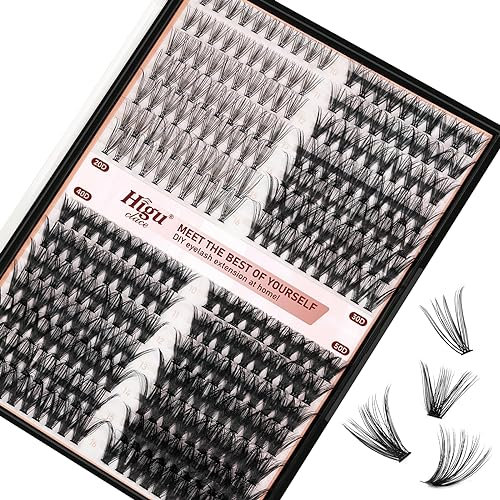 Higu clace Einzelne Wimpern, 280pcs Falsche Wimpern C Curl, Mix10-16mm 50D Weiche Komfortable Bushy Wiederverwendbar Einzelwimpern-Cluster DIY zu Hause (20D+30D+40D+50D C Curl mix10-16mm)
