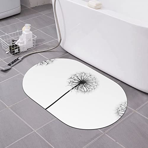 UNIOND Pusteblume bedruckte Badematte, super saugfähig, Duschmatte, rutschfester Kieselgur-Schlamm-Teppich für drinnen und draußen