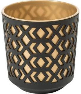 AKKIN Garden Supplies Aztec Range Decorative Planter Plant Pot Black & Gold 19.5cm - Suitable for Both Indoor and Outdoor Use - Pot Insert for Easy Potting