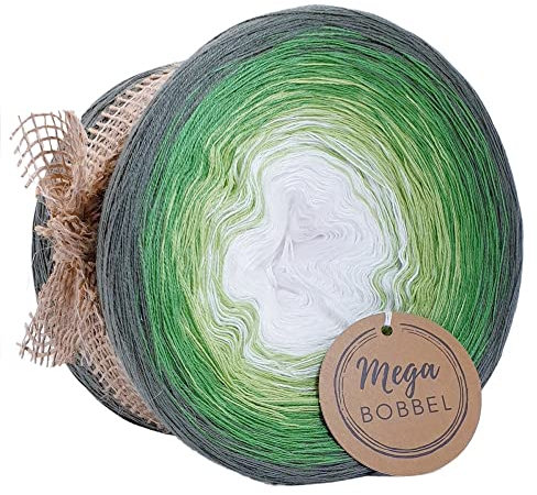 MegaBobbel*Waldspaziergang*A216*Farbverlaufsgarn - Lace Garn Bobbel Wolle zum Häkeln & Stricken (4fädig-ca.1000m / Außenfarbe: Khaki)