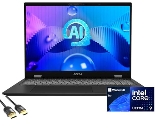 MSI Prestige AI Evo Laptop, 16” QHD+ Display, Intel Core Ultra 9 185H, Intel Arc Graphics, 16GB DDR5, 512GB PCIe SSD, WiFi 7, Backlit KB, TB 4, RJ45, HDMI, US Version KB, PDG HDMI Cable, Win 11 Pro