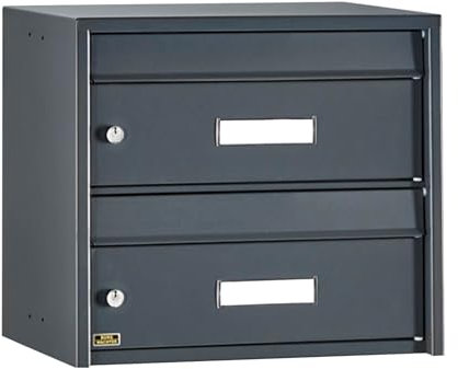 Banjado® Burg Wächter Briefkasten/Briefkasten 2 Parteien/Wandbriefkasten anthrazit/Wandbriefkasten erweiterbar/Briefkasten mit Namensschild