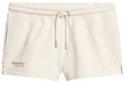 Superdry Damen Essential Shorts mit Logo Hellbeige Meliert 40