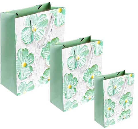 Acooruiteng Papiertüten Geschenktüten Geschenktüte Wiederverwendbare Papiertüten Klein Papiertüten Gift Bags mit Henkel für Einkaufen Hochzeiten Verpackungen Partys Geburtstag Weihnachten 3 Stück