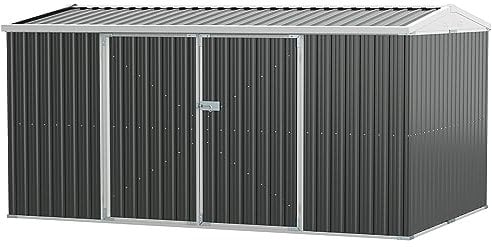 Outsunny 14 x 8ft Outdoor Garden Metal Storage Shed with Lockable Door, Tool Storage Box for Garden, Patio and Lawn, Grey