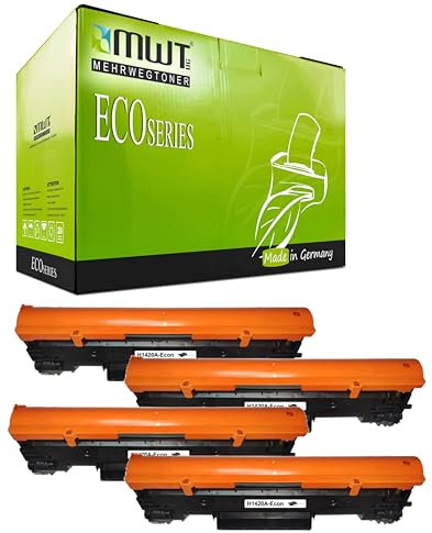 Mehrwegtoner 4X HPW1420A (142A) kompatibel für -Toner Ersatz für - HP142A W1420A W1420X Toner schwarz für - HP Laserjet MFP m140we Toner m110we MFP m140w m139we m139w (4er schwarz, mit Chip)