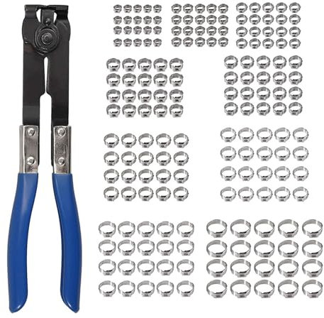 Heavy Duty Stainless Steel Hose Clamps with Pliers Single Ear Designs 5.8-21mm Suitable for Plumbing Secure Attachments