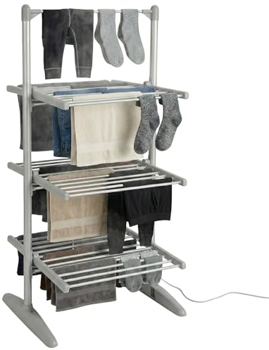 ZIPPER UK Electric Airer,3 Tier Heated Clothes Airer Drying Rack with Non-Slip Pads and Easy Storage