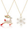 DIELOVEHUA Weihnachtshalskette, 2 Stück Weihnachten Halskette, Weihnachten Schneeflocke Halskette, Rentier Weihnachten Halskette, Weihnachten Schmuck Set, Nette Weihnachten Schmuck Geschenke