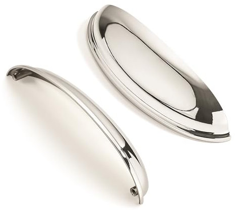 CABDM 2 Pack 5 Drawer Pulls Polished Nickel Cabinet Cup Pulls Kitchen Hardware Cabinet Handles Drawer Handles Knobs 5 inch (128mm) Center to Center