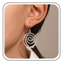 Inateannal Boho Spirale Ohrringe Kreis Hoop Tropfen Ohrringe Silber Kreise Tribal Baumeln Ohrringe Aussage Hoop Ohrringe Geometrische Runde Wirbel Ohrringe