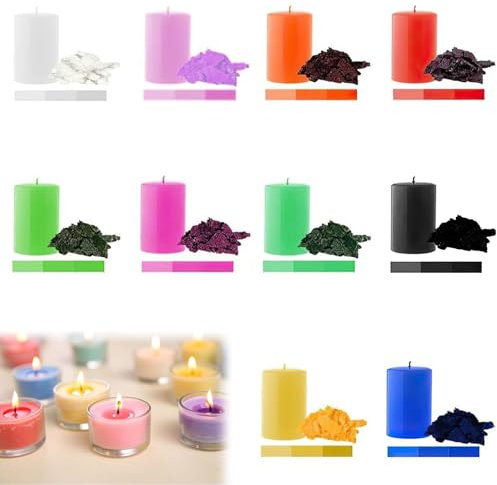 Colorantes para Velas, Tinte para Cera de Velas, 10 Colores Tinte para Velas para DIY, Tintes Concentrados para Cera de Soja, Cera de Abeja, Parafina y Gel, para Aromas y Creaciones Personalizadas