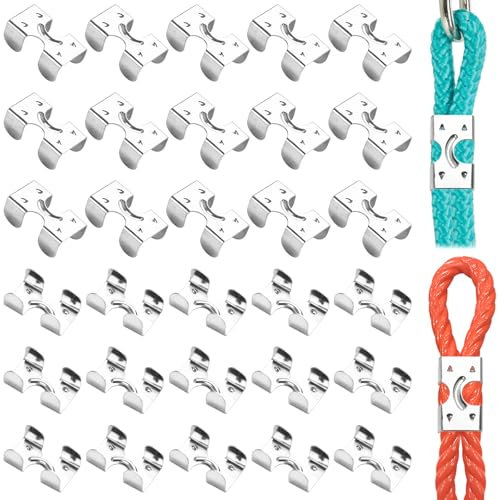 Akamino 30 Pcs Stainless Steel Rope Clamp, Heavy Duty Double Rope Clips for Rope Fixing, Metal Rope Loop End Clamps Fittings Fits 3/8 Inch to 1/2 Inch Braided Rope and Twisted Rope