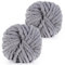 Coopay Dicke Wolle zum Häkeln, 2x240g Weiches Armstricken Wolle zum Handstricken, Soft Chunky Wolle zum Stricken, Sperrige Armstricken Wolle, xxl Wolle für Decken, Kissen, Haustier Nest - Grau