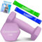 KESSER® Hanteln Hantelset 2er Set 2kg - 5kg farbig, Kurzhanteln Neopren, Hexagon, Krafttraining, Workout, Fitnesstraining, für Zuhause Mit Übungsheft, 2x Fitnessbänder
