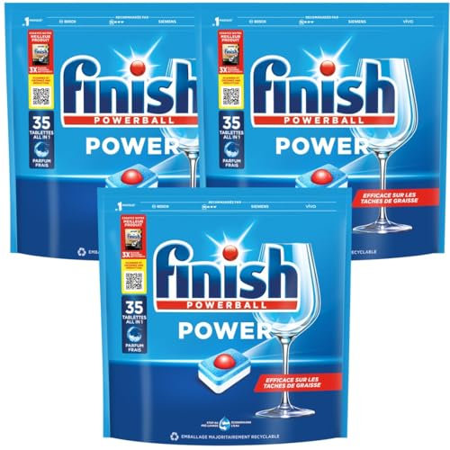 Finish Pastilles Lave-Vaisselle Powerball Comprimé Sans parfum All in One Max - 35 capsules - lot de 3