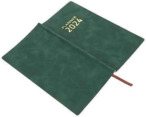 SHINEOFI 2024 Agenda Buch Zeitplan Tisch Tasche Halter Büro Liste Journal Notizblock Tagesplaner Zubehör Tagesplaner Tagebuch Notizbücher Jahresplaner Notizbuch Dunkelgrün Kunstleder