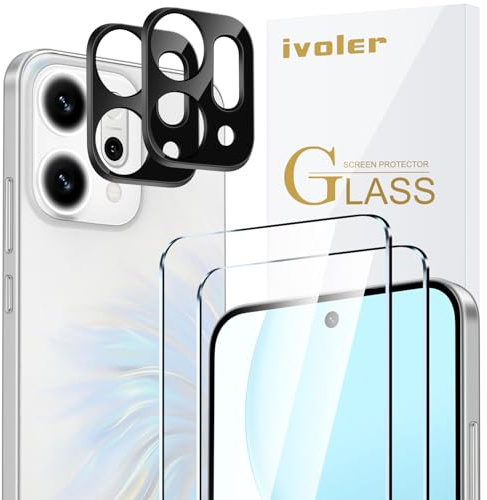 ivoler 2 Piezas Cristal Vidrio Templado Protector de Pantalla para Oppo Reno 14 5G, con 2 Piezas Protector de Lente de Cámara, 9H Dureza, Antiarañazos, Sin Burbujas