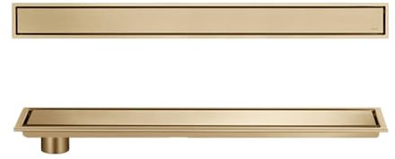 WRJAHCG Duschrinne Komplettset Edelstahl 20-120Cm Bodenablauf Für Schnellen Ablauf,Duschablauf Extra Flach Mit Geruchsstop Und Haarsieb,Gold,10 * 60cm