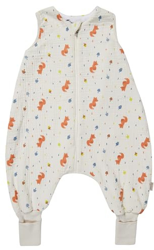 Sterntaler Schlafsack mit Beinen 92/98 Fuchs Filou - Musselin, Feinfrottee-Futter - Beinstulpen - Zwei-Wege-Reißverschluss für einfaches Wickeln - 1,00 TOG - Unisex Baby Kleinkind, lichtgrau